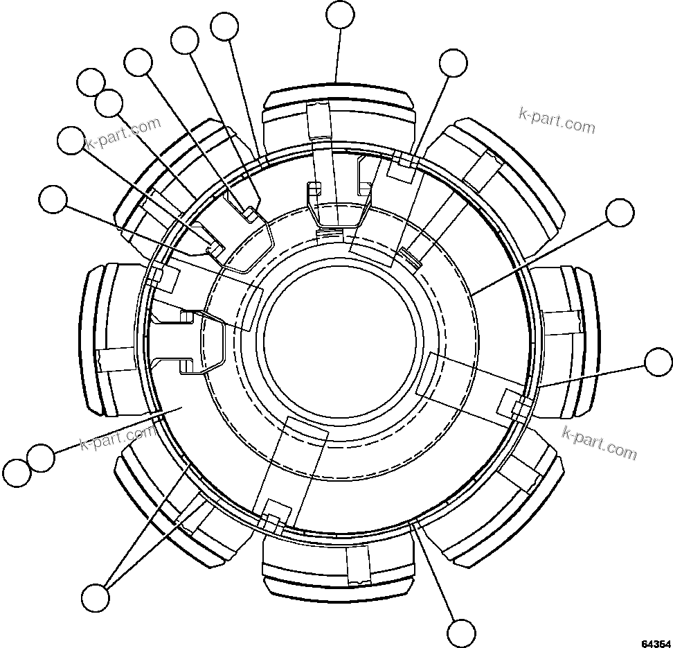 Komatsu parts book diagram for AFE57-CV 830E-1AC S/N A30461 - A30463 & A30470 - A30472     BARRICK BALD MOUNTAIN: ALTERNATOR - ROTOR ASSEMBLY (XA4402)