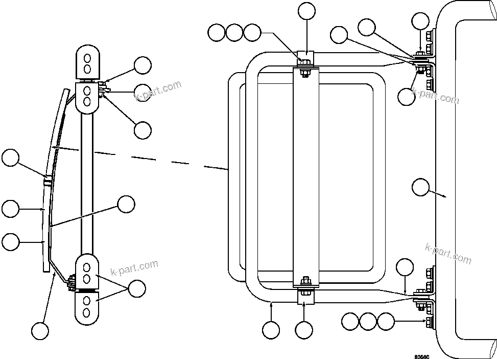 Komatsu parts book diagram for AFE57-CX 830E-1AC S/N A30505 - A30506     HIBBING TACONITE: RH CONVEX MIRROR INSTALLATION
