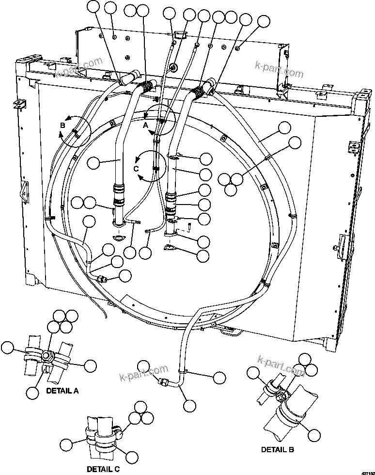 Komatsu parts book diagram for AFE57-CX 830E-1AC S/N A30505 - A30506     HIBBING TACONITE: COOLING SYSTEM PIPING  1/3
