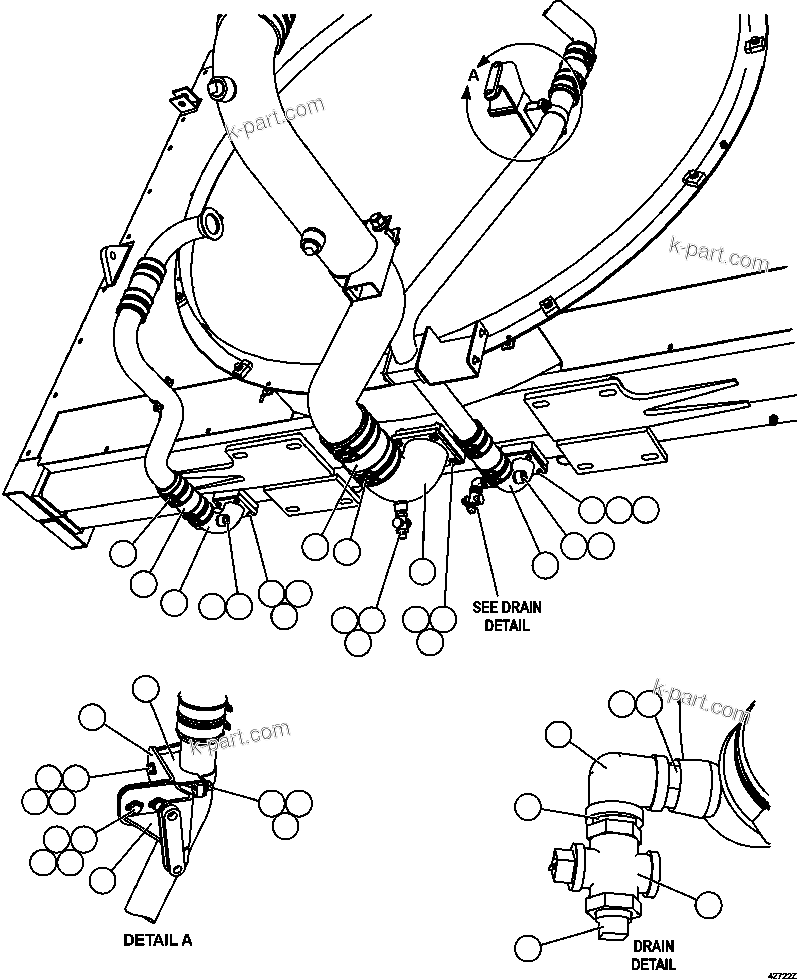 Komatsu parts book diagram for AFE57-CX 830E-1AC S/N A30505 - A30506     HIBBING TACONITE: COOLING SYSTEM PIPING  3/3