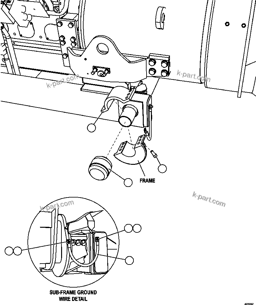 Komatsu parts book diagram for AFE57-CX 830E-1AC S/N A30505 - A30506     HIBBING TACONITE: SUB-FRAME CRADLE INSTALLATION