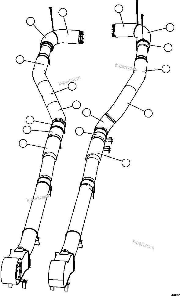 Komatsu parts book diagram for AFE57-CX 830E-1AC S/N A30505 - A30506     HIBBING TACONITE: EXHAUST BLANKETS