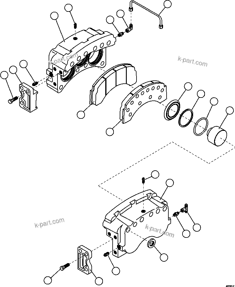 Komatsu parts book diagram for AFE57-CX 830E-1AC S/N A30505 - A30506     HIBBING TACONITE: FRONT DISC BRAKE ASSEMBLY (PC2020)