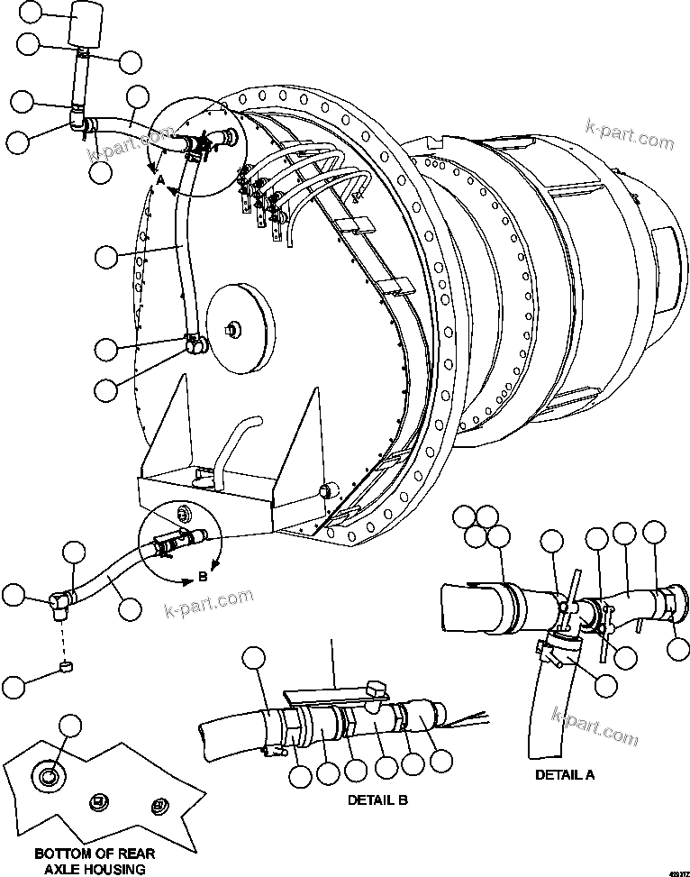 Komatsu parts book diagram for AFE57-CX 830E-1AC S/N A30505 - A30506     HIBBING TACONITE: WHEEL MOTOR PIPING