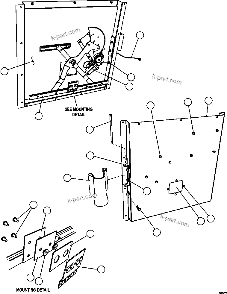 Komatsu parts book diagram for AFE57-CX 830E-1AC S/N A30505 - A30506     HIBBING TACONITE: INNER DOOR PANEL - LH (EL2746)