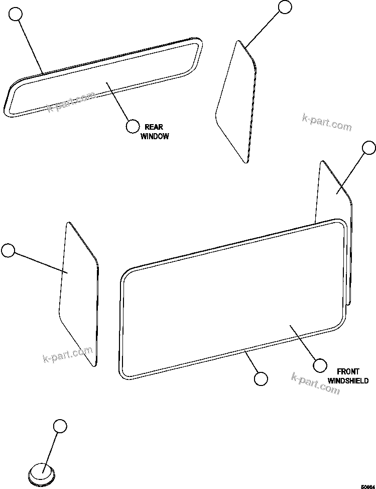 Komatsu parts book diagram for AFE57-CX 830E-1AC S/N A30505 - A30506     HIBBING TACONITE: CAB WINDOWS
