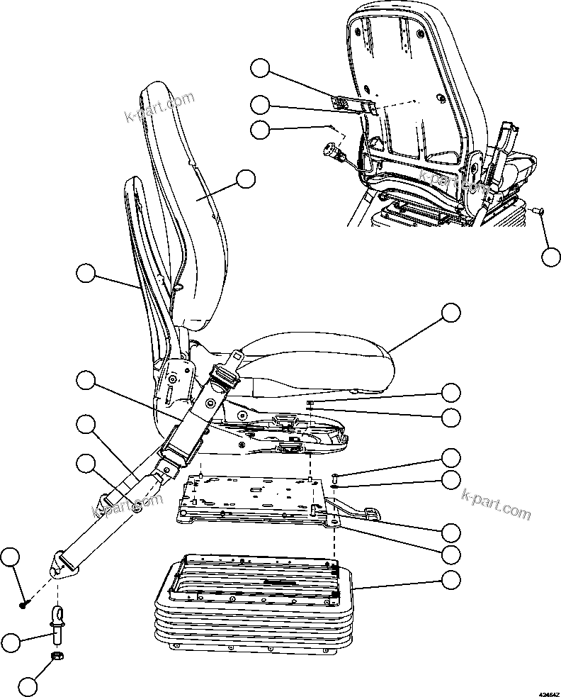Komatsu parts book diagram for AFE57-CX 830E-1AC S/N A30505 - A30506     HIBBING TACONITE: PASSENGER SEAT ASSM  1/2 (PC2550)