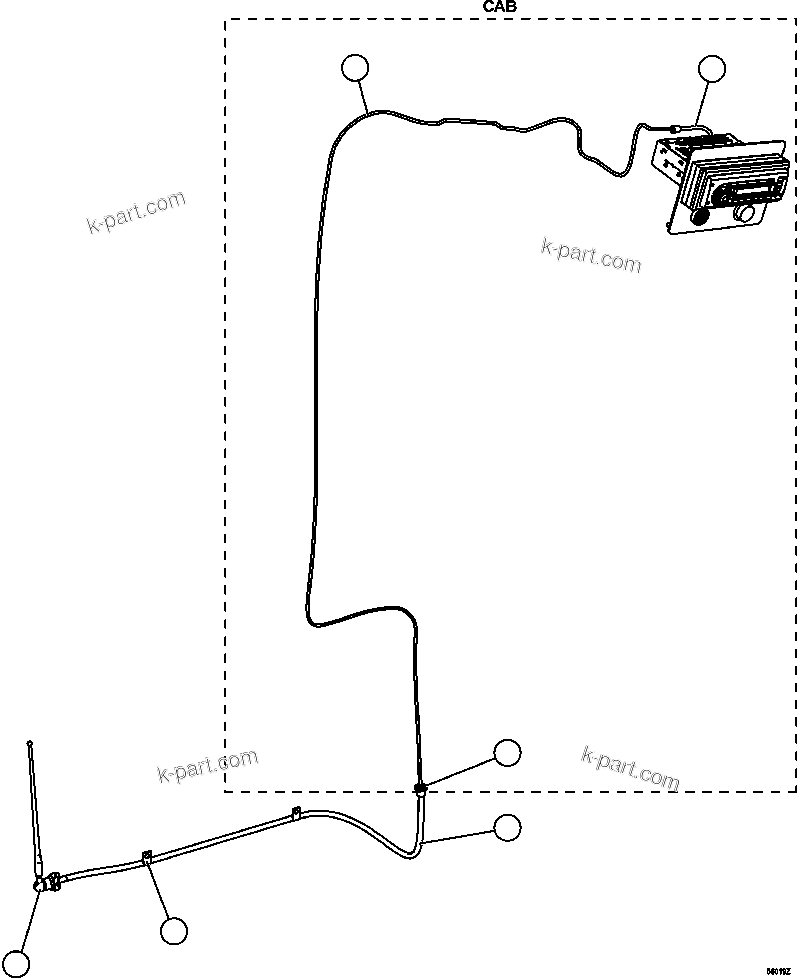 Komatsu parts book diagram for AFE57-CX 830E-1AC S/N A30505 - A30506     HIBBING TACONITE: RADIO ANTENNA INSTALLATION