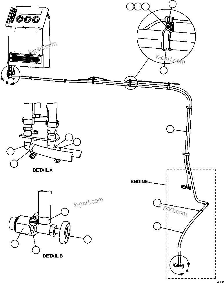 Komatsu parts book diagram for AFE57-CX 830E-1AC S/N A30505 - A30506     HIBBING TACONITE: HEATER PIPING