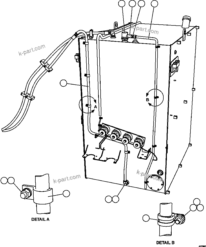 Komatsu parts book diagram for AFE57-CX 830E-1AC S/N A30505 - A30506     HIBBING TACONITE: FUEL SYSTEM PIPING ( 2/3)