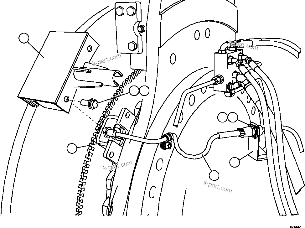Komatsu parts book diagram for AFE57-CX 830E-1AC S/N A30505 - A30506     HIBBING TACONITE: FRONT WHEEL SPEED SENSOR INSTALLATION