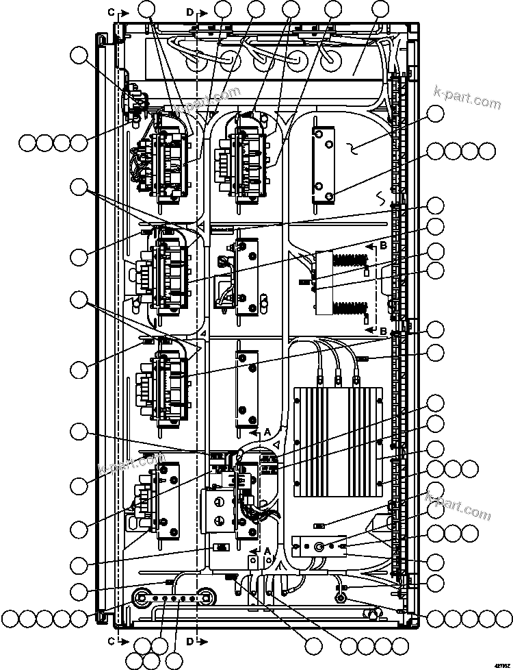 Komatsu parts book diagram for AFE57-CX 830E-1AC S/N A30505 - A30506     HIBBING TACONITE: AUXILIARY CONTROL CABINET COMPONENTS - LH WALL 1/2