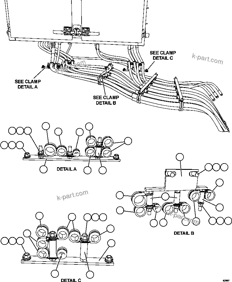 Komatsu parts book diagram for AFE57-CX 830E-1AC S/N A30505 - A30506     HIBBING TACONITE: LH DECK PIPING ( 1/3)