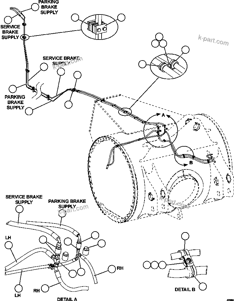 Komatsu parts book diagram for AFE57-CX 830E-1AC S/N A30505 - A30506     HIBBING TACONITE: REAR BRAKE PIPING  1/2