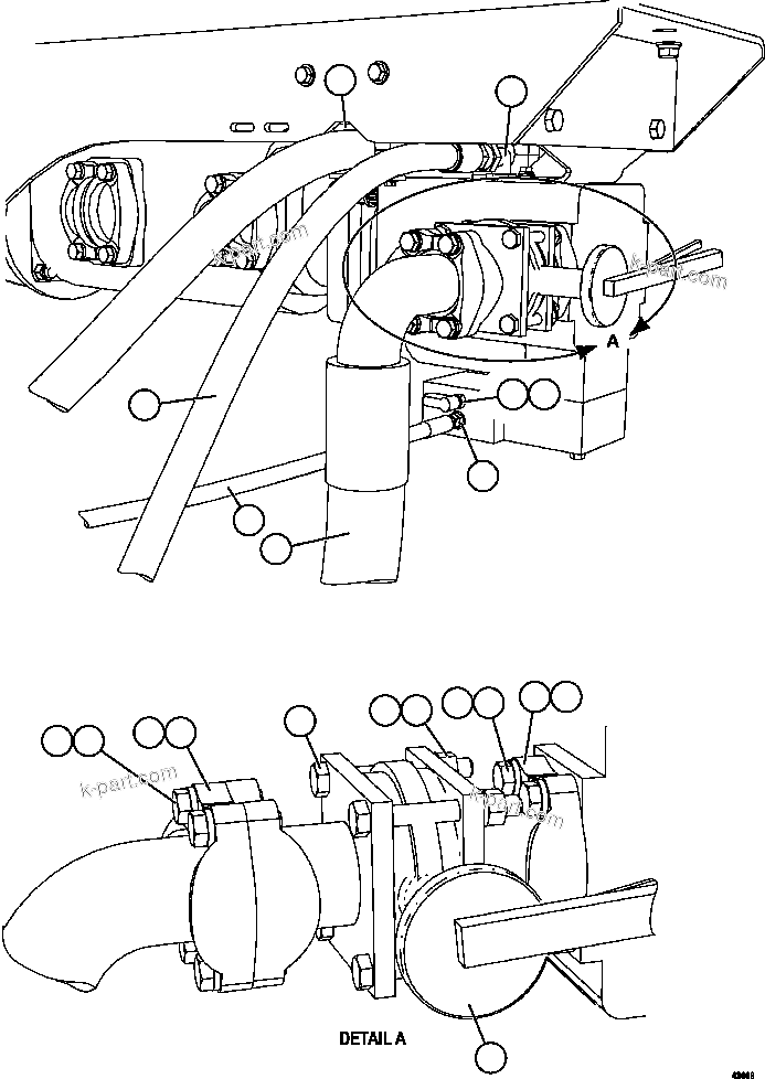 Komatsu parts book diagram for AFE57-CX 830E-1AC S/N A30505 - A30506     HIBBING TACONITE: STEERING PUMP PIPING ( 1/2)