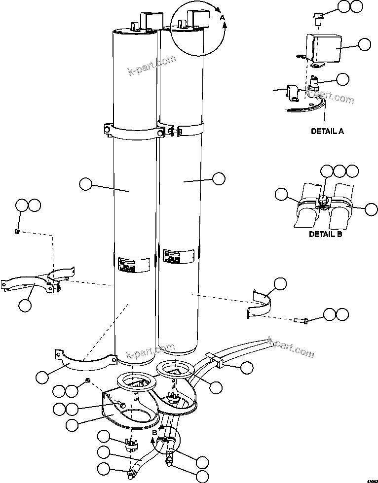 Komatsu parts book diagram for AFE57-CX 830E-1AC S/N A30505 - A30506     HIBBING TACONITE: STEERING ACCUMULATOR INSTALLATION