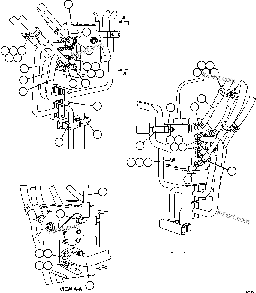 Komatsu parts book diagram for AFE57-CX 830E-1AC S/N A30505 - A30506     HIBBING TACONITE: FLOW AMPLIFIER PIPING