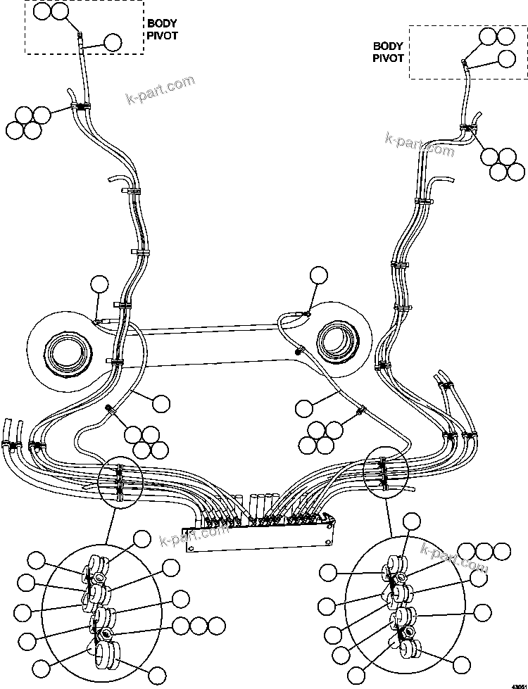 Komatsu parts book diagram for AFE57-CX 830E-1AC S/N A30505 - A30506     HIBBING TACONITE: AUTOMATIC LUBRICATION - SWAY BAR & BODY PIVOT