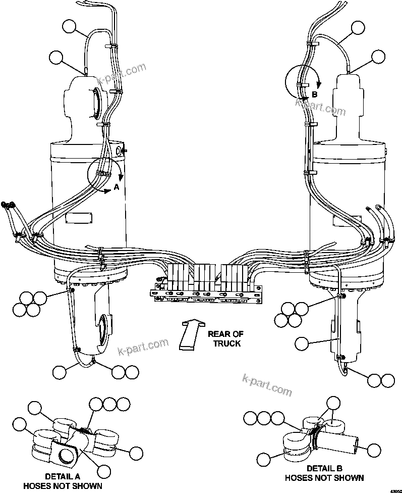 Komatsu parts book diagram for AFE57-CX 830E-1AC S/N A30505 - A30506     HIBBING TACONITE: AUTOMATIC LUBRICATION - REAR SUSPENSIONS