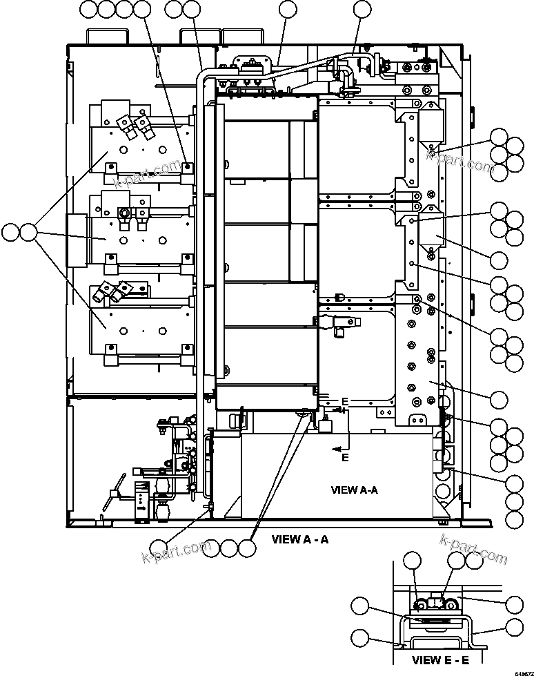 Komatsu parts book diagram for AFE57-CX 830E-1AC S/N A30505 - A30506     HIBBING TACONITE: CONTROL CABINET - RIGHT COMPARTMENT  1/2 (PC2752)