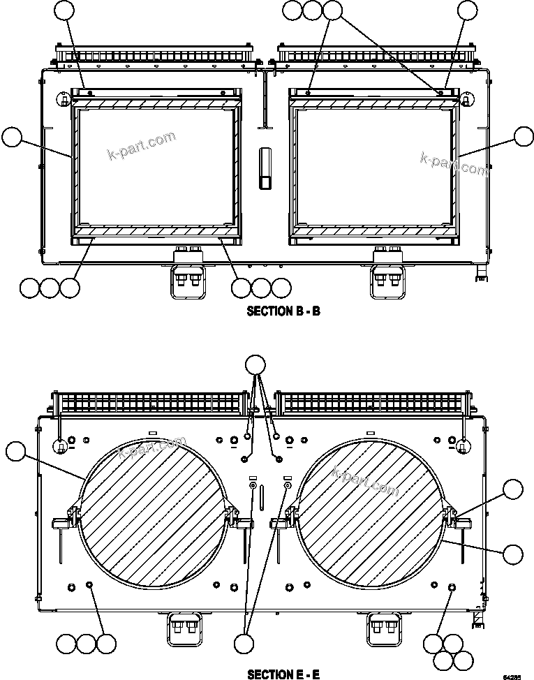 Komatsu parts book diagram for AFE57-CX 830E-1AC S/N A30505 - A30506     HIBBING TACONITE: RETARDING GRID ASSEMBLY   5/7 (PC2523)