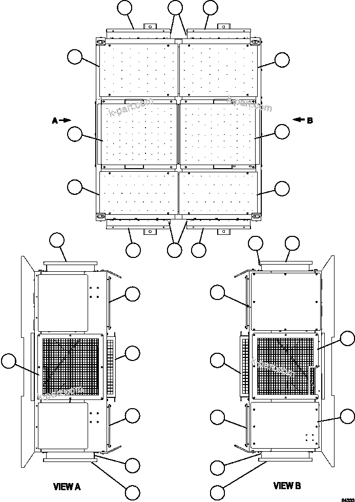Komatsu parts book diagram for AFE57-CX 830E-1AC S/N A30505 - A30506     HIBBING TACONITE: RETARDING GRID ASSEMBLY   7/7 (PC2523)