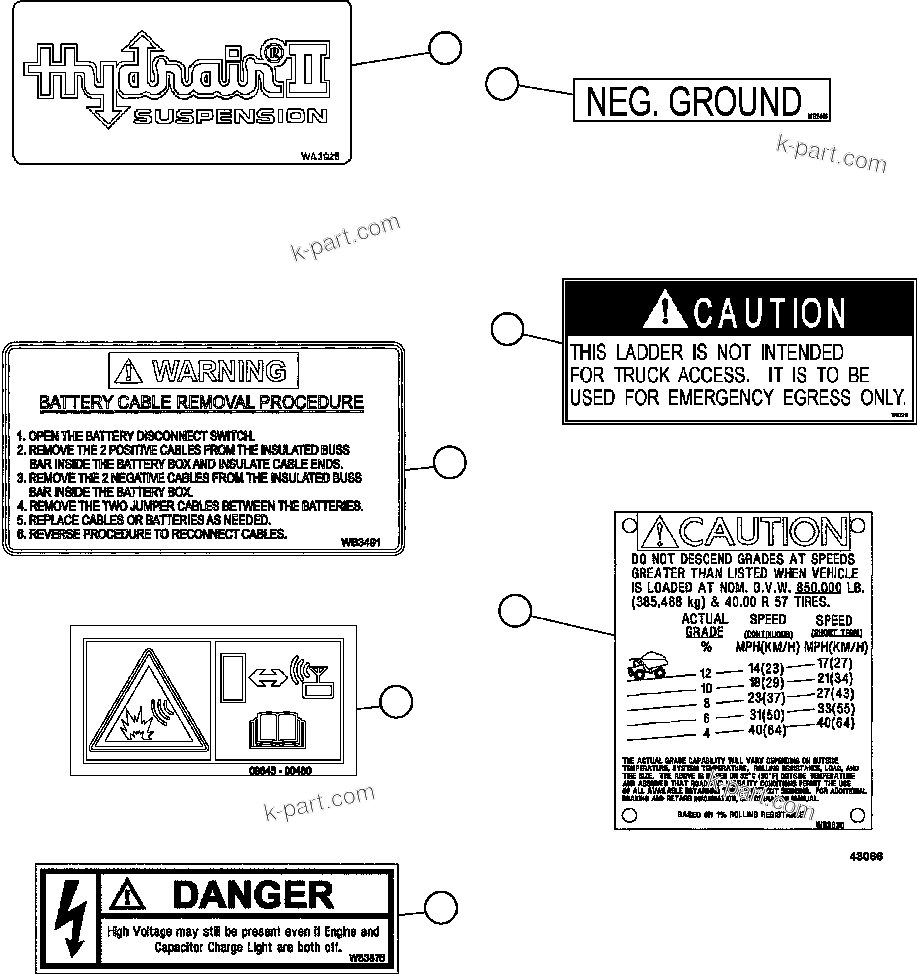 Komatsu parts book diagram for AFE57-EX 830E-1AC S/N A30637 - A30638    HINDUSTAN ZINC: DECALS & WARNINGS   4/5