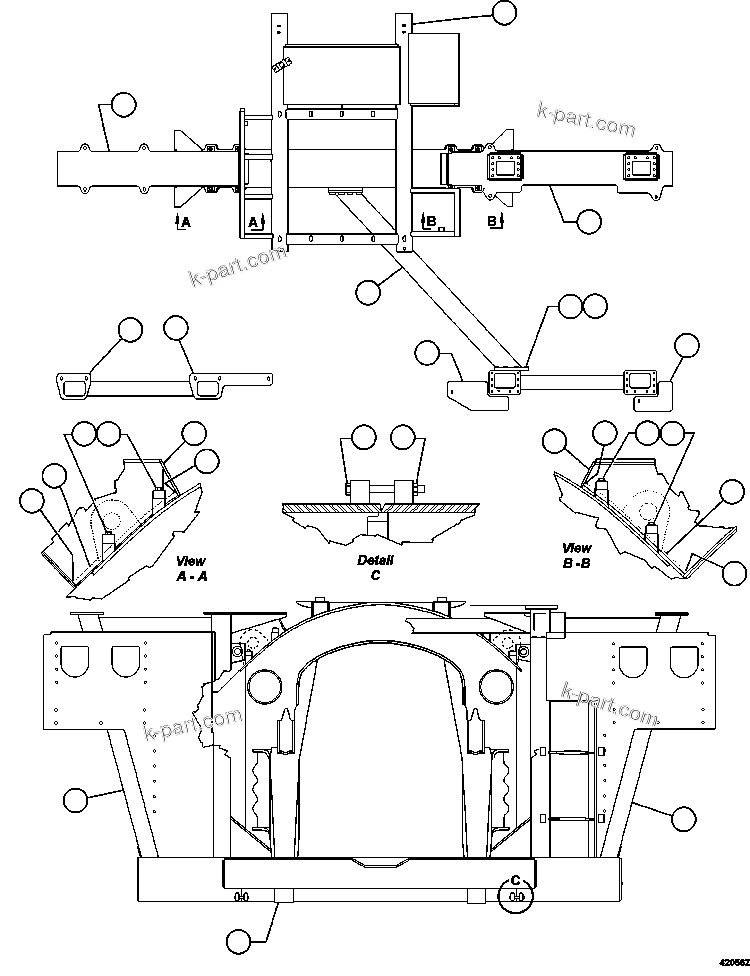 Komatsu parts book diagram for AFE57-EX 830E-1AC S/N A30637 - A30638    HINDUSTAN ZINC: FRAME & UPRIGHTS