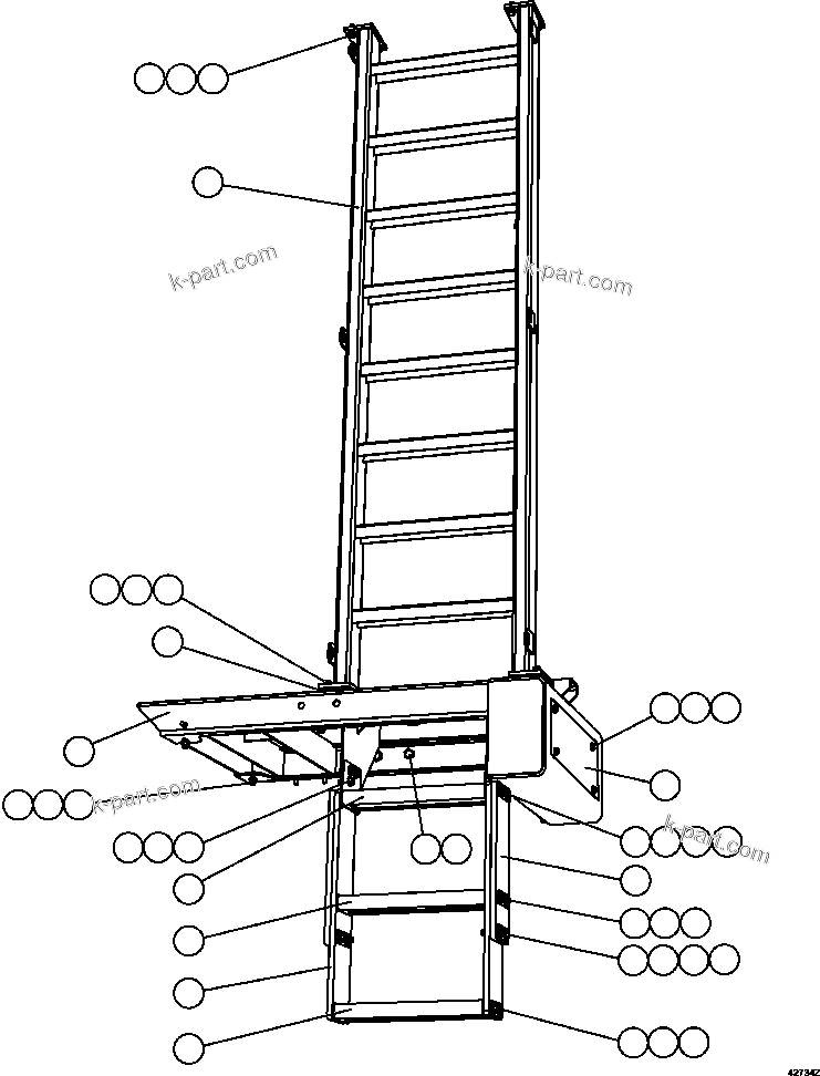 Komatsu parts book diagram for AFE57-EX 830E-1AC S/N A30637 - A30638    HINDUSTAN ZINC: RH LADDER & PLATFORM