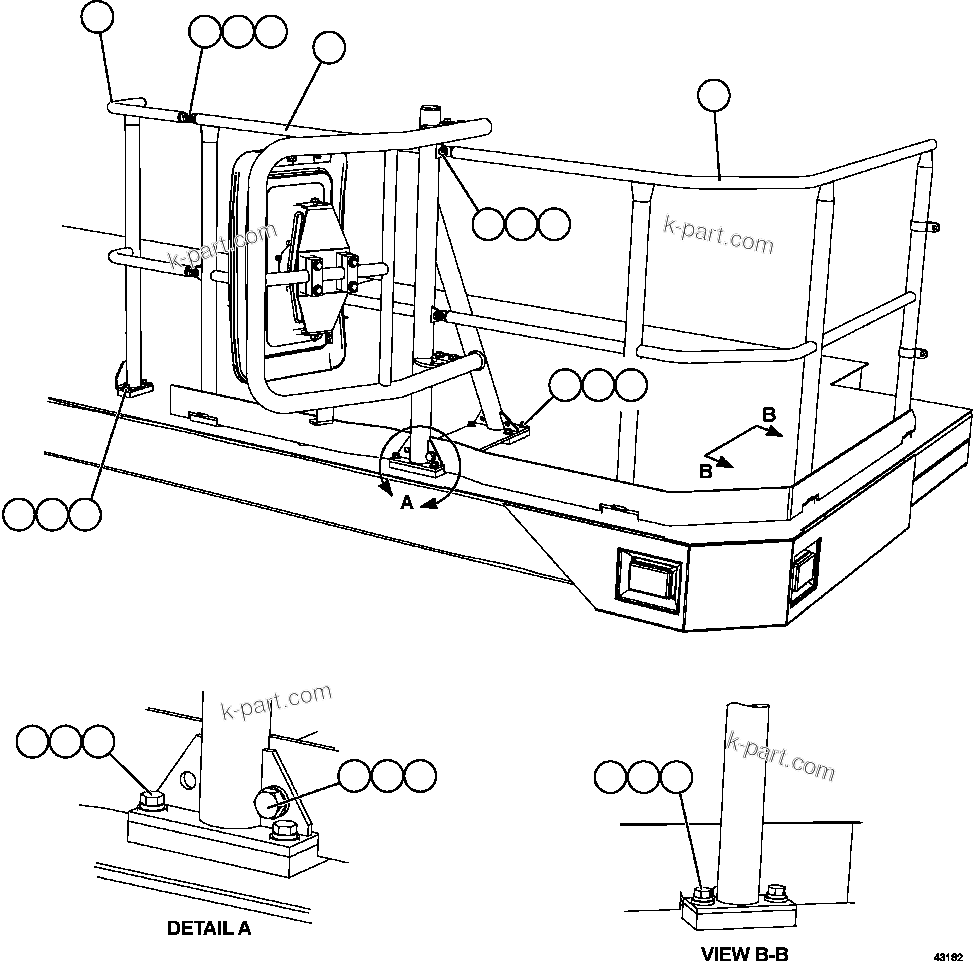 Komatsu parts book diagram for AFE57-EX 830E-1AC S/N A30637 - A30638    HINDUSTAN ZINC: RH DECK HANDRAILS