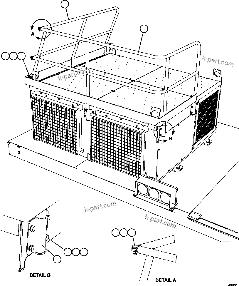 Komatsu parts book diagram for AFE57-EX 830E-1AC S/N A30637 - A30638    HINDUSTAN ZINC: RETARDING GRID HANDRAILS