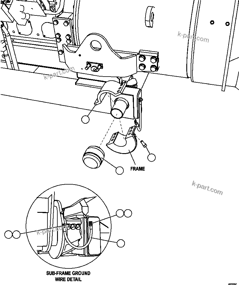 Komatsu parts book diagram for AFE57-EX 830E-1AC S/N A30637 - A30638    HINDUSTAN ZINC: SUB-FRAME CRADLE INSTALLATION