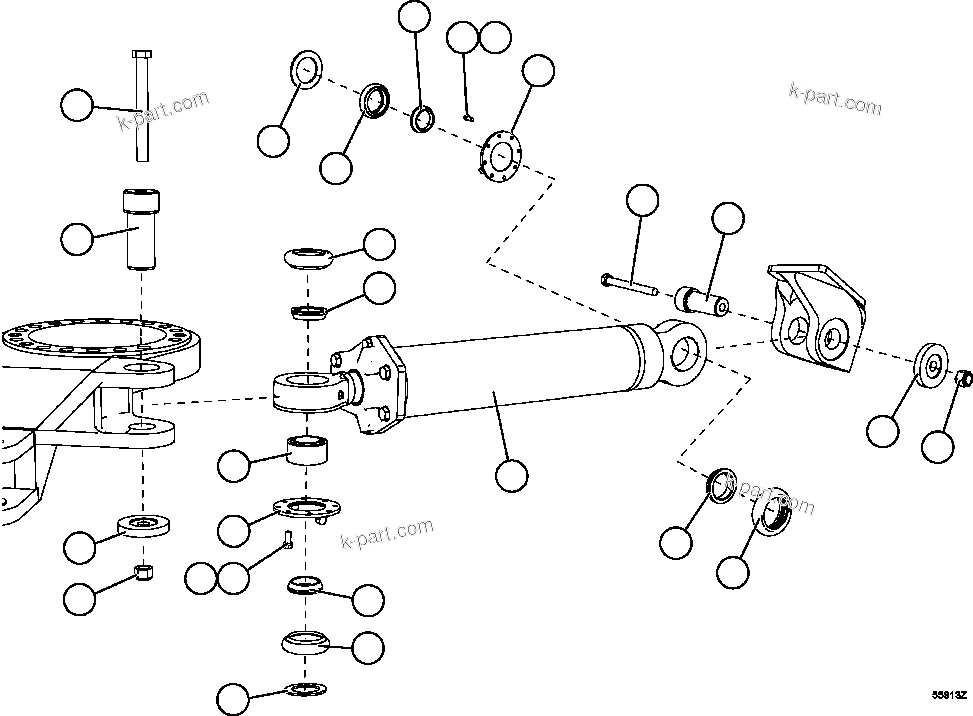 Komatsu parts book diagram for AFE57-EX 830E-1AC S/N A30637 - A30638    HINDUSTAN ZINC: STEERING CYLINDER INSTALLATION