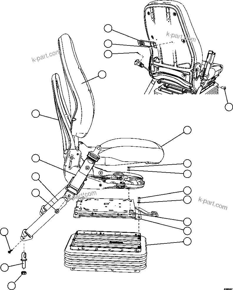Komatsu parts book diagram for AFE57-EX 830E-1AC S/N A30637 - A30638    HINDUSTAN ZINC: PASSENGER SEAT ASSM  1/2       PC2550