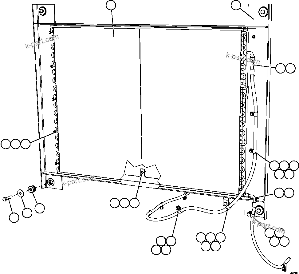 Komatsu parts book diagram for AFE57-EX 830E-1AC S/N A30637 - A30638    HINDUSTAN ZINC: AIR CONDITIONING - CONDENSER INSTALLATION