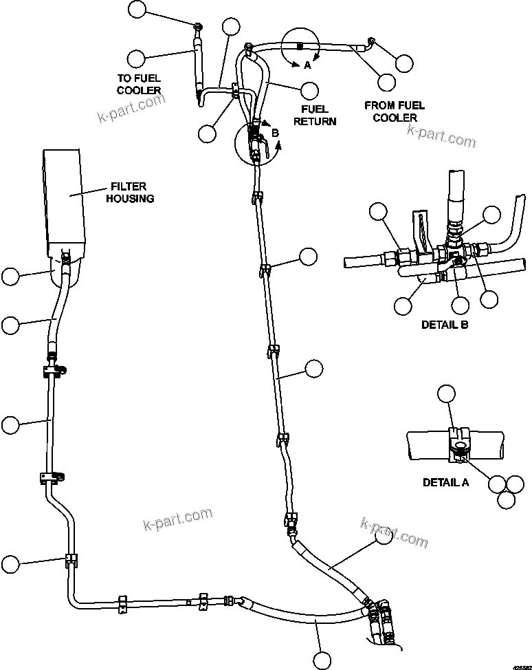 Komatsu parts book diagram for AFE57-EX 830E-1AC S/N A30637 - A30638    HINDUSTAN ZINC: FUEL SYSTEM PIPING   3/3