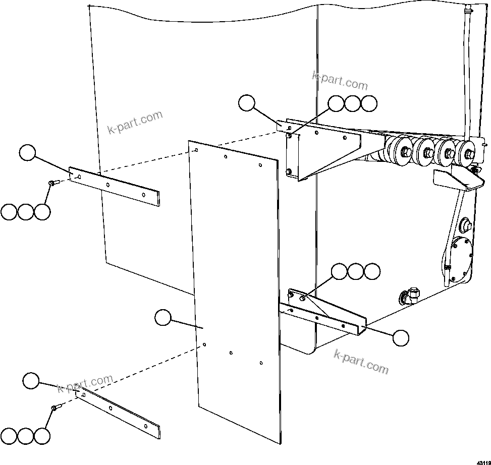 Komatsu parts book diagram for AFE57-EX 830E-1AC S/N A30637 - A30638    HINDUSTAN ZINC: FUEL TANK MUD FLAP