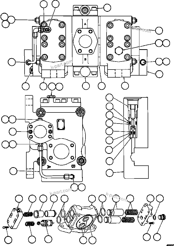 Komatsu parts book diagram for AFE57-EX 830E-1AC S/N A30637 - A30638    HINDUSTAN ZINC: HOIST CONTROL VALVE ASSEMBLY          PB6921
