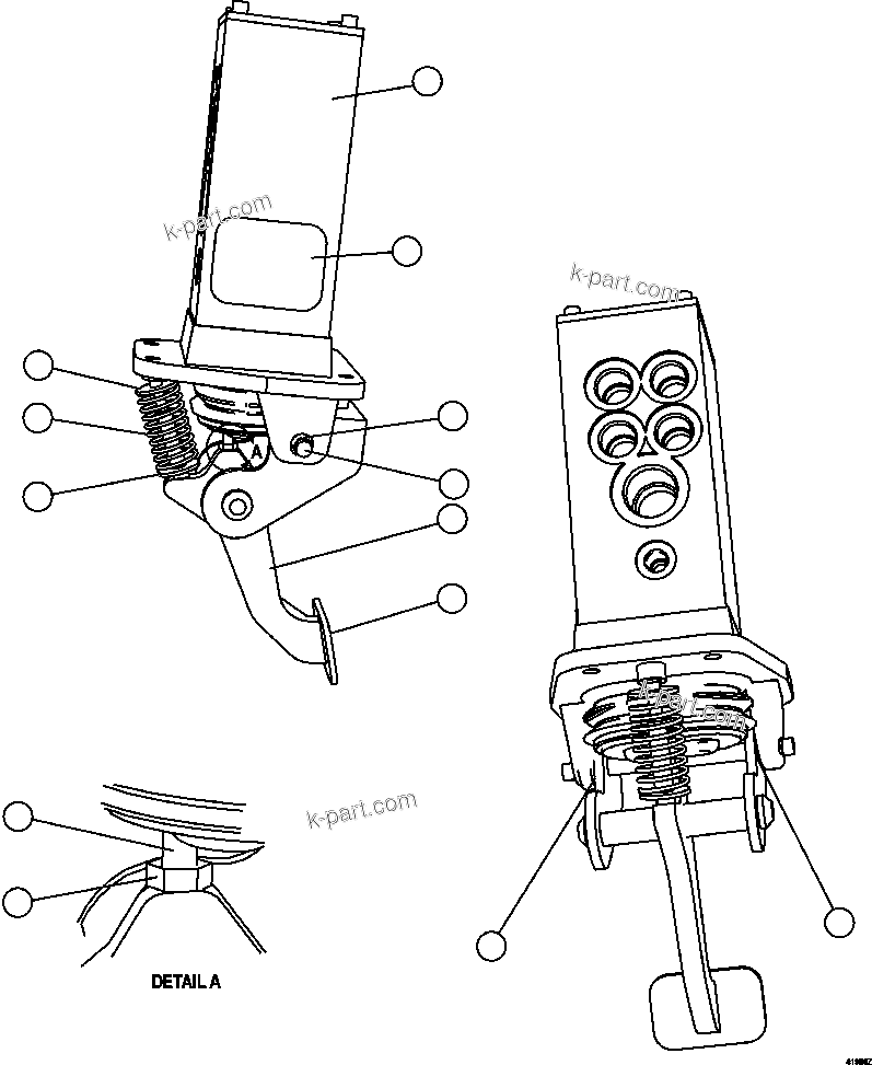Komatsu parts book diagram for AFE57-EX 830E-1AC S/N A30637 - A30638    HINDUSTAN ZINC: BRAKE VALVE PEDAL ASSEMBLY           PC2025