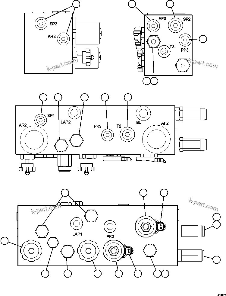 Komatsu parts book diagram for AFE57-EX 830E-1AC S/N A30637 - A30638    HINDUSTAN ZINC: BRAKE MANIFOLD - TWO CIRCUIT    PC1995