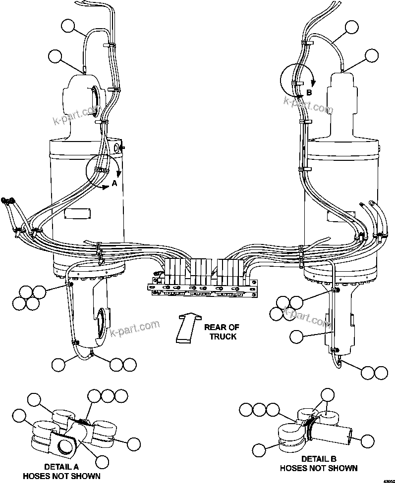 Komatsu parts book diagram for AFE57-EX 830E-1AC S/N A30637 - A30638    HINDUSTAN ZINC: AUTOMATIC LUBRICATION - REAR SUSPENSIONS