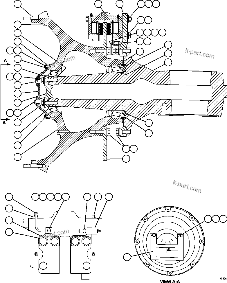 Komatsu parts book diagram for AFE57-FV 830E-1AC S/N A30732 - A30734, A30758 & A30762 - A30763 CLERMONT: SPINDLE, HUB & BRAKE ASSEMBLY