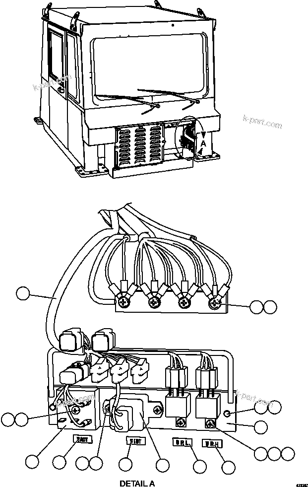 Komatsu parts book diagram for AFE57-FV 830E-1AC S/N A30732 - A30734, A30758 & A30762 - A30763 CLERMONT: WIPER/WASHER TIMER DELAY MODULES