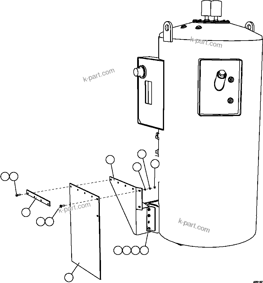 Komatsu parts book diagram for AFE57-FV 830E-1AC S/N A30732 - A30734, A30758 & A30762 - A30763 CLERMONT: HYDRAULIC TANK MUD FLAP