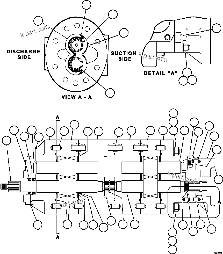 Komatsu parts book diagram for AFE57-FV 830E-1AC S/N A30732 - A30734, A30758 & A30762 - A30763 CLERMONT: HOIST PUMP ASSEMBLY               PB8761