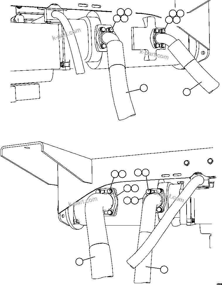 Komatsu parts book diagram for AFE57-FV 830E-1AC S/N A30732 - A30734, A30758 & A30762 - A30763 CLERMONT: HOIST PUMP PIPING