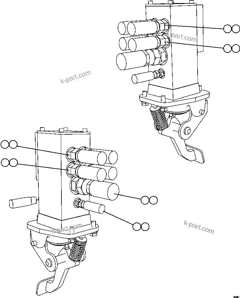 Komatsu parts book diagram for AFE57-FV 830E-1AC S/N A30732 - A30734, A30758 & A30762 - A30763 CLERMONT: BRAKE VALVE PIPING