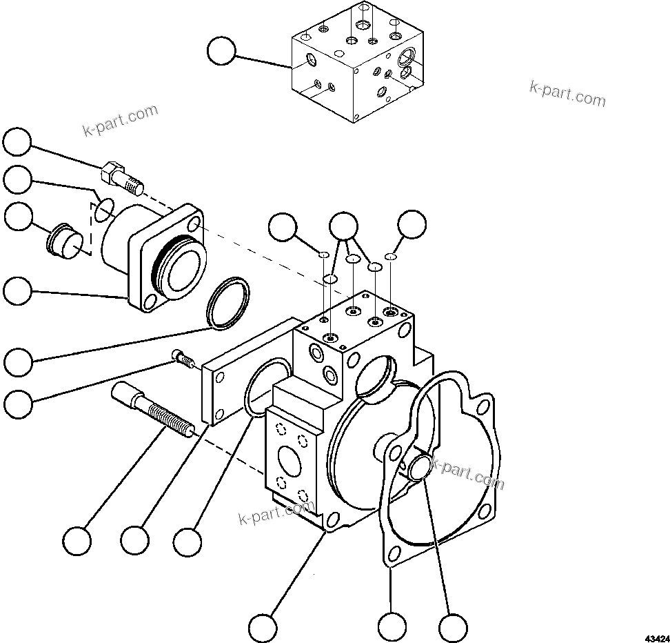 Komatsu parts book diagram for AFE57-FV 830E-1AC S/N A30732 - A30734, A30758 & A30762 - A30763 CLERMONT: STEERING PUMP HOUSING (REAR)      58B-60-00080