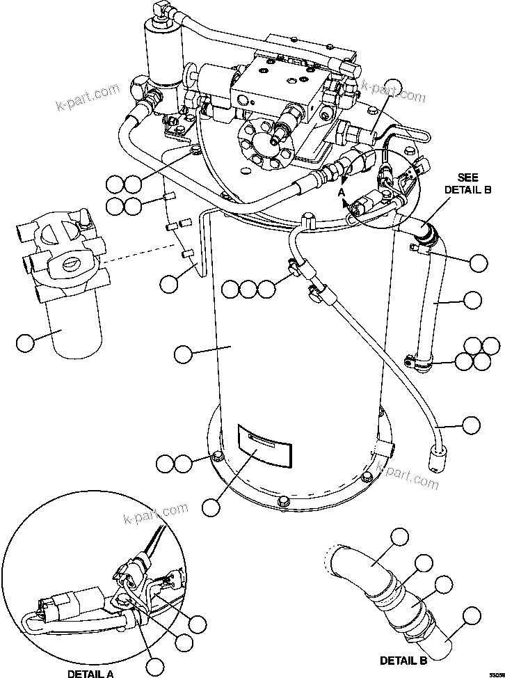 Komatsu parts book diagram for AFE57-FV 830E-1AC S/N A30732 - A30734, A30758 & A30762 - A30763 CLERMONT: AUTOMATIC LUBRICATION - PUMP INSTALLATION