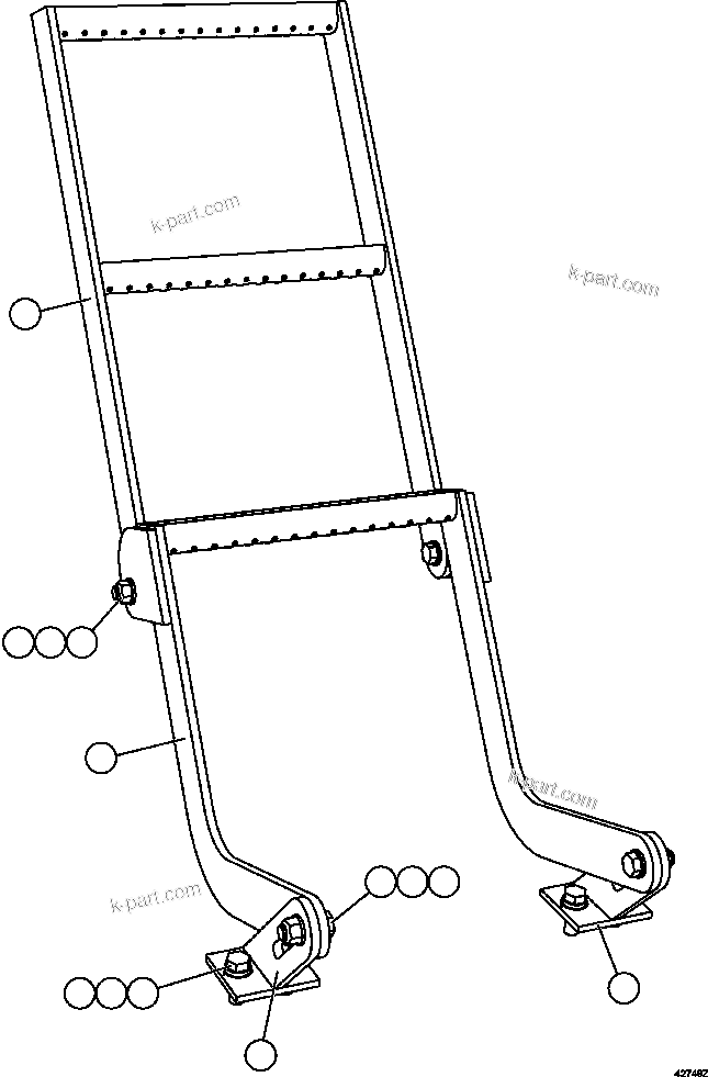 Komatsu parts book diagram for AFE57-FV 830E-1AC S/N A30732 - A30734, A30758 & A30762 - A30763 CLERMONT: REAR AXLE SERVICE CENTER LADDER